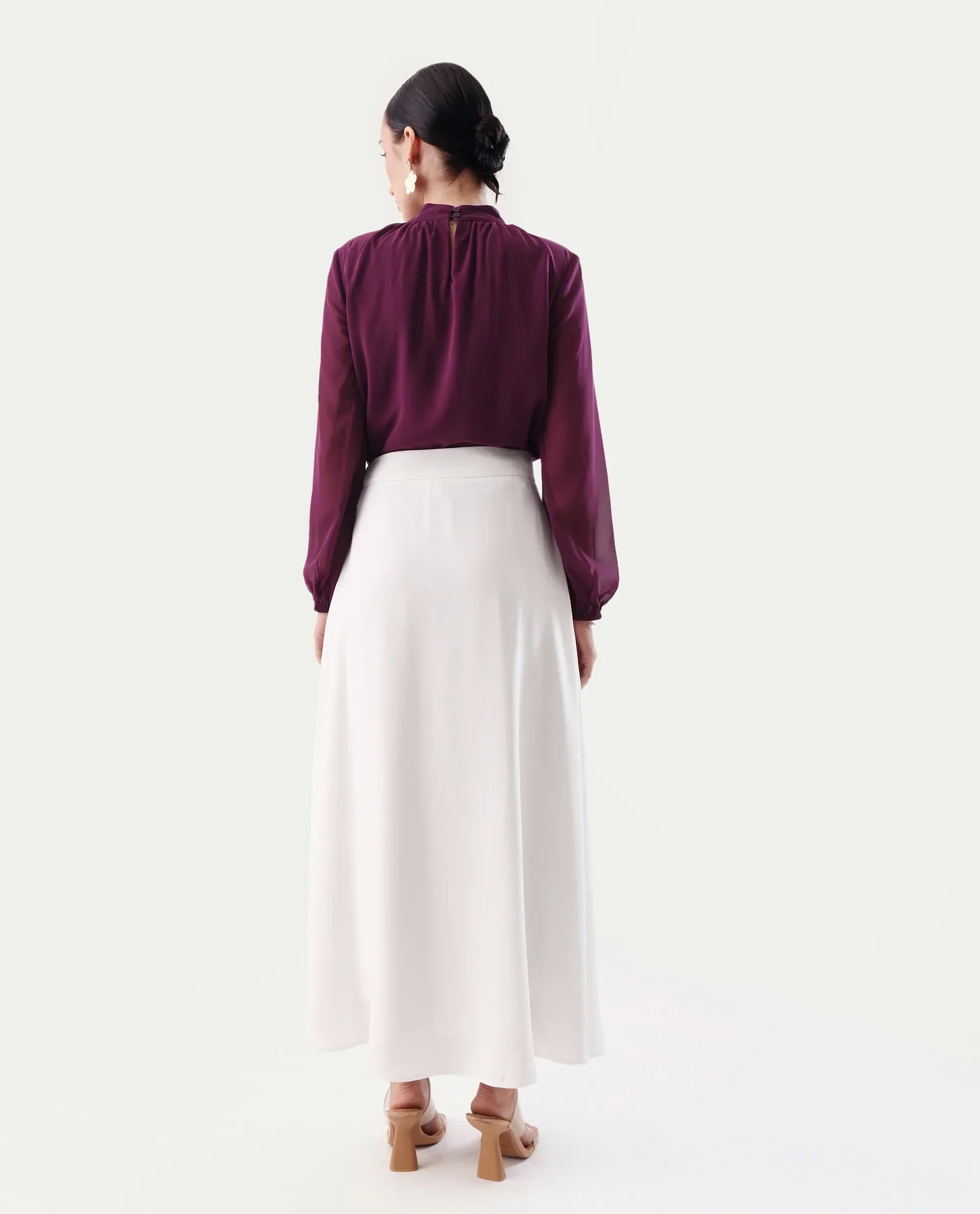 Rareism Women's Nuva B Off White Polyester A-Line Skirt