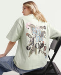 Rareism Women's Olaf Pastel Cotton Crew Neck Graphic Print Relaxed Fit T-Shirt