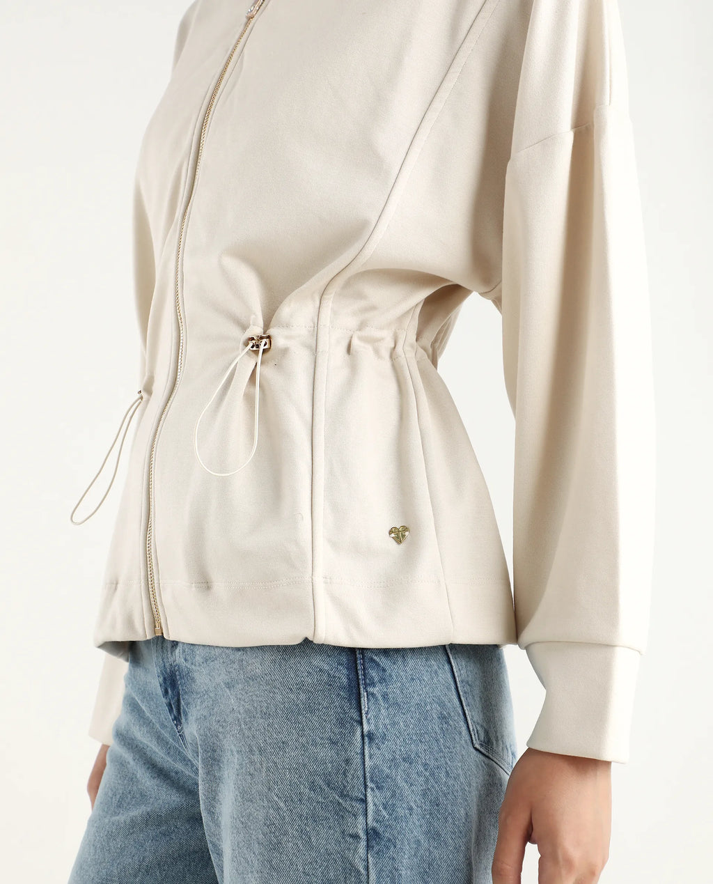 Rareism Women's Onerler Off White Modal Blend Hooded Plain Relaxed Fit Sweatshirt