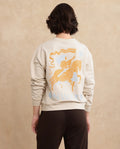 Rareism Women's Onwa Beige Cotton Blend Crew Neck Graphic Print Relaxed Fit Sweatshirt
