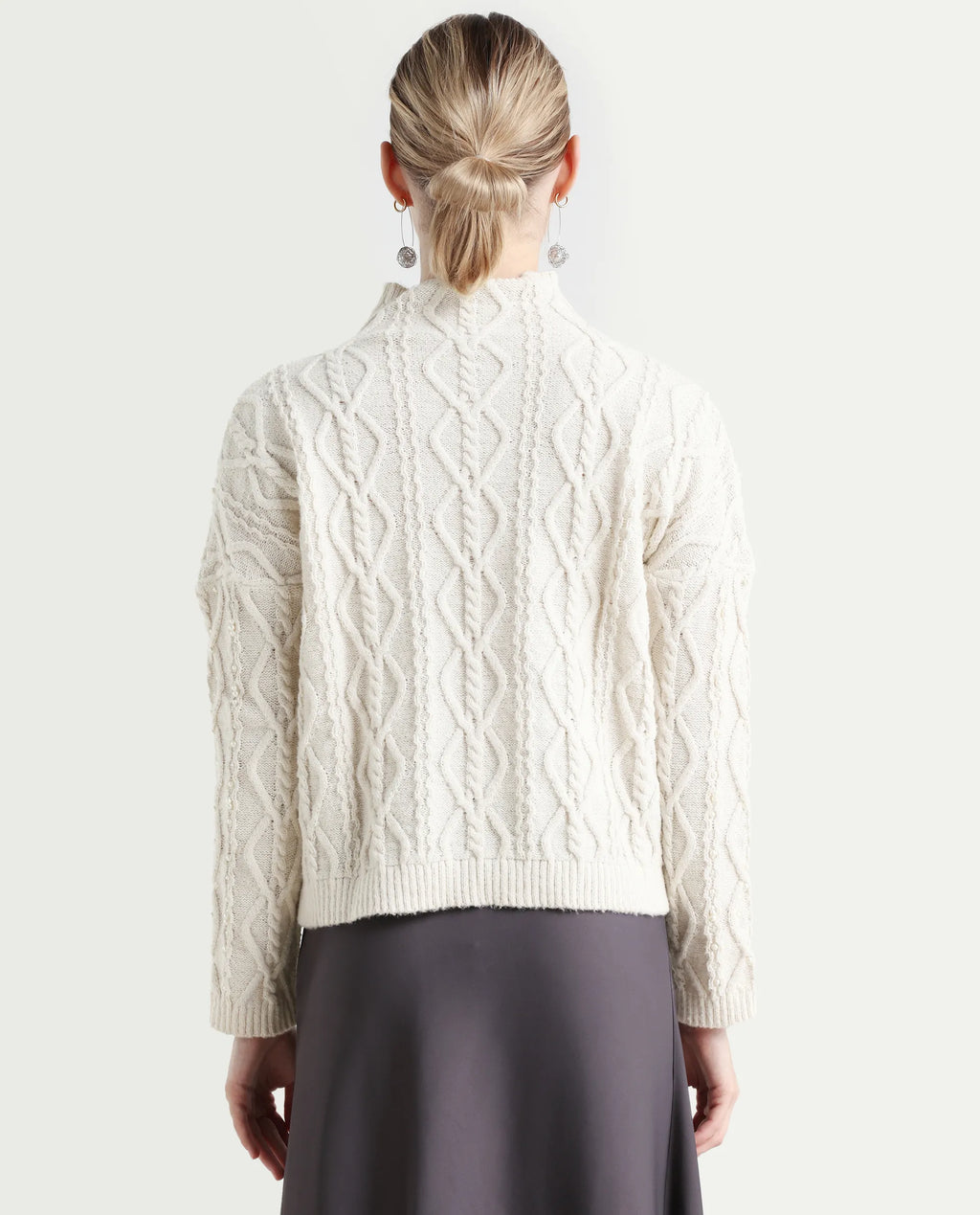 Rareism Women's Polyester High Neck Plain Relaxed Fit Sweater