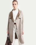 Rareism Women's Palmer-25 Off White Polyester Blend Fabric Lapel Neck Regular Fit Coat