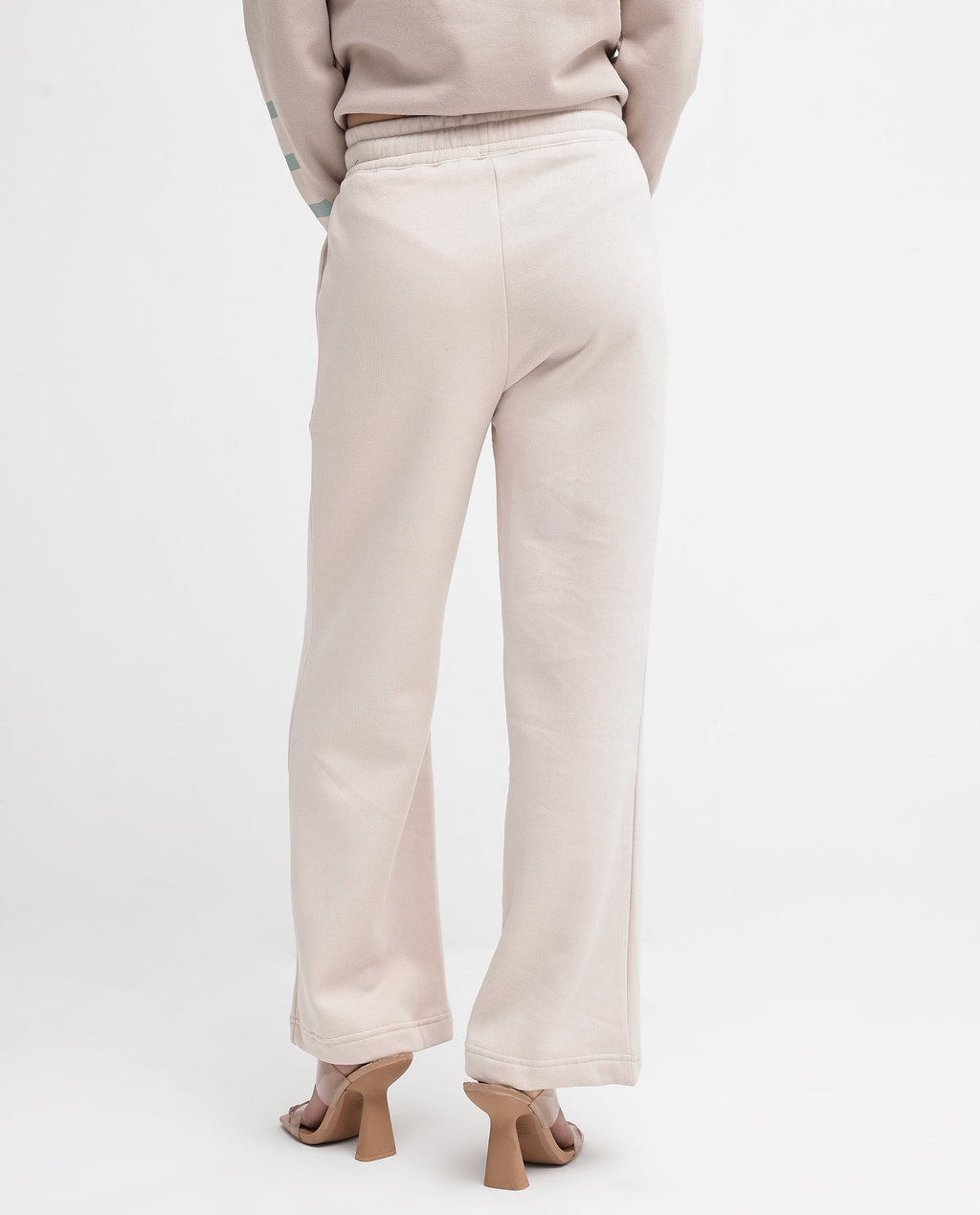 Rareism Women's Pazoo P Beige Cotton Blend Plain Ankle Length Flared Track Pant