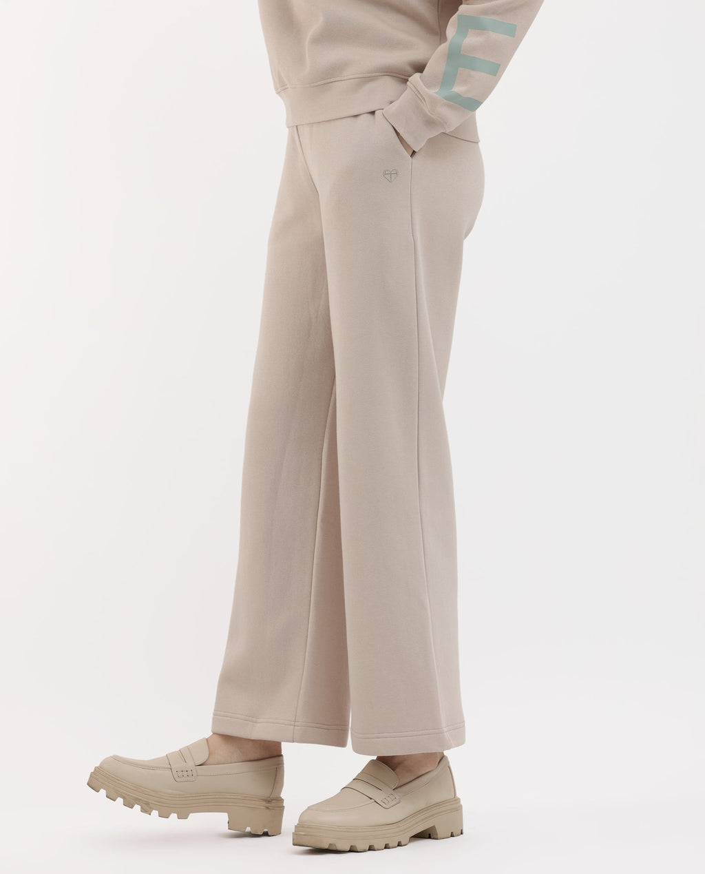 Rareism Women's Pazoo F Beige Cotton Blend Plain Ankle Length Flared Track Pant