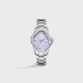 LAARVEE Silver Precision Steel Watch - Lilac Ceramic Bezel / Lilac Dial