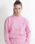 Rareism Women's Pelser Light Pink Polyester Blend Ribbed Collar Plain Cuffed Sleeve Relaxed Fit Sweatshirt