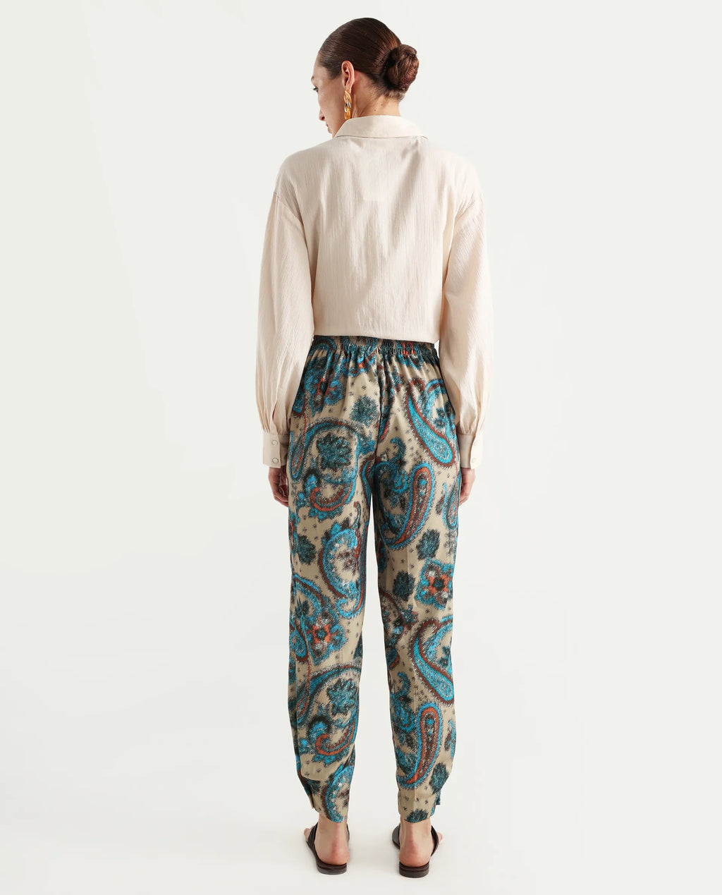Rareism Women's Posrita Multi Polyester Paisley Print Ankle Length Straight Fit Trouser