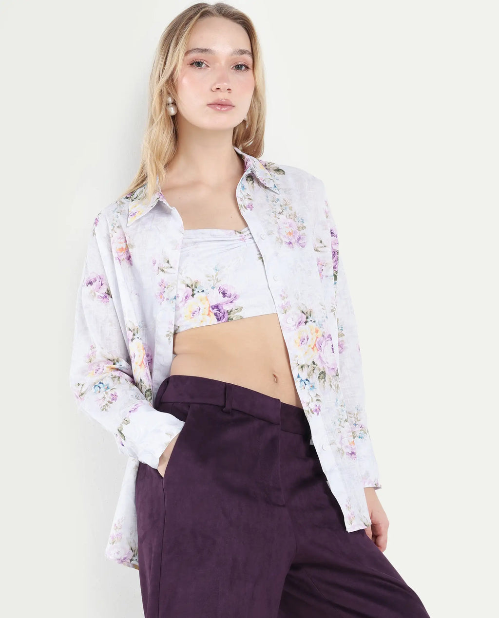Rareism Women's Preguy Multi Cotton Spread Collar Floral Print Cuffed Sleeve Regular Fit Shirt