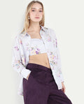 Rareism Women's Preguy Multi Cotton Spread Collar Floral Print Cuffed Sleeve Regular Fit Shirt