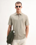 Rare Rabbit Men's Presto Pastel Green Cotton Embroidered Regular Fit Half Sleeve Polo