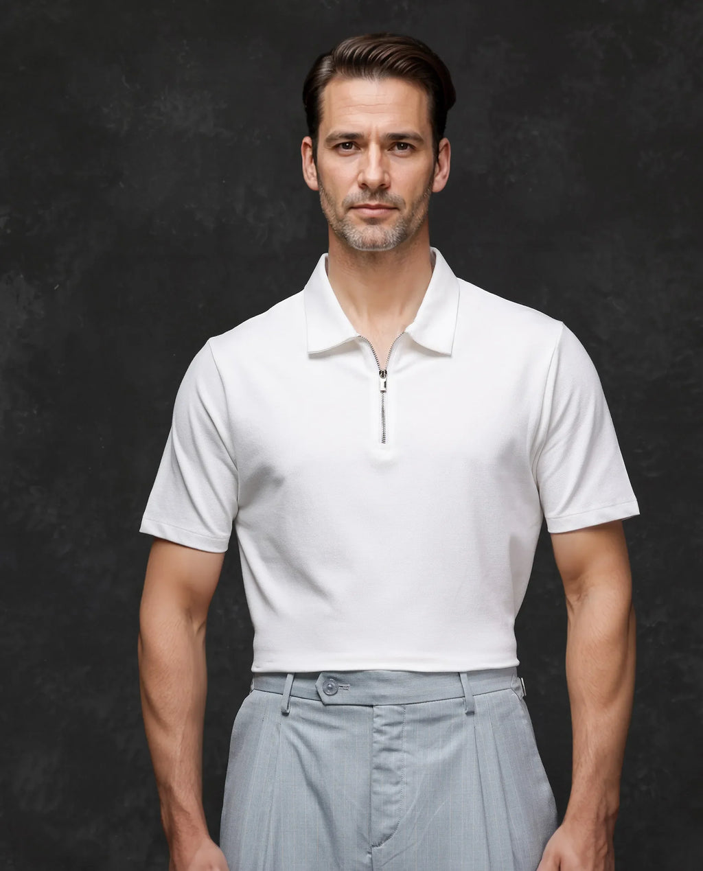 Rare Rabbit Men's Prin-2 White Cotton Plain Regular Fit Half Sleeve Polo