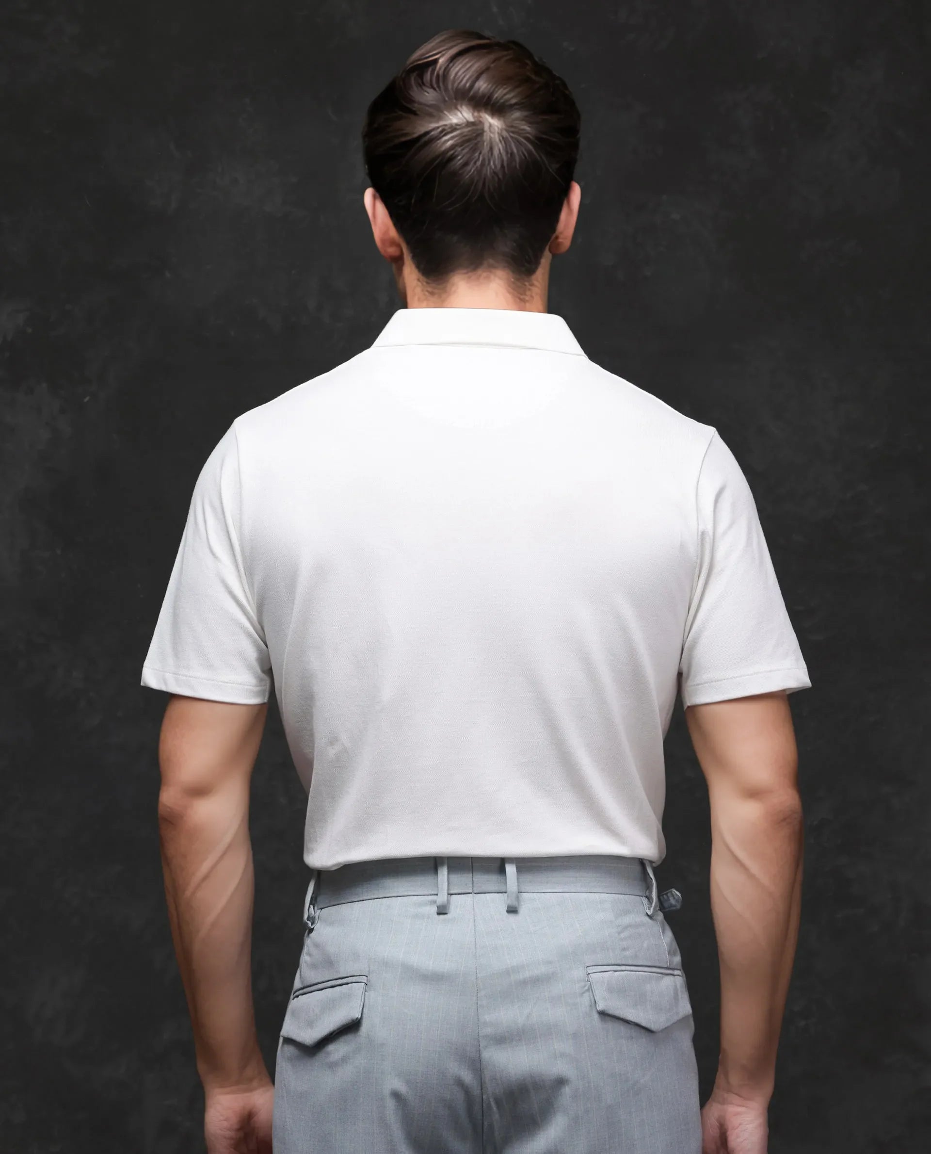 Rare Rabbit Men's Prin-2 White Cotton Plain Regular Fit Half Sleeve Polo