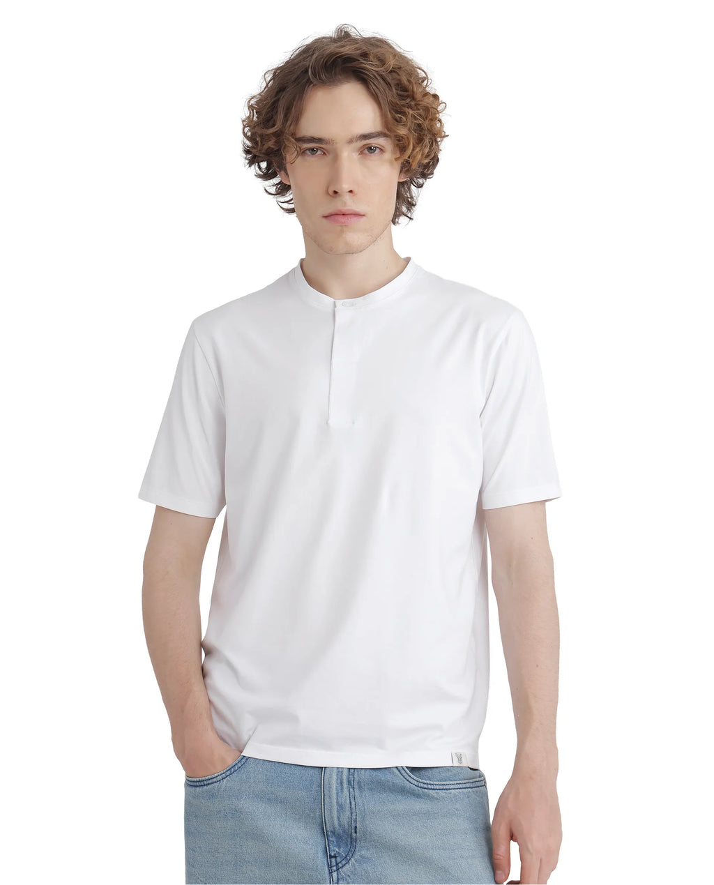 Rare Rabbit Men's Purt White Cotton Blend Plain Regular Fit Half Sleeve Crew Neck T-Shirt