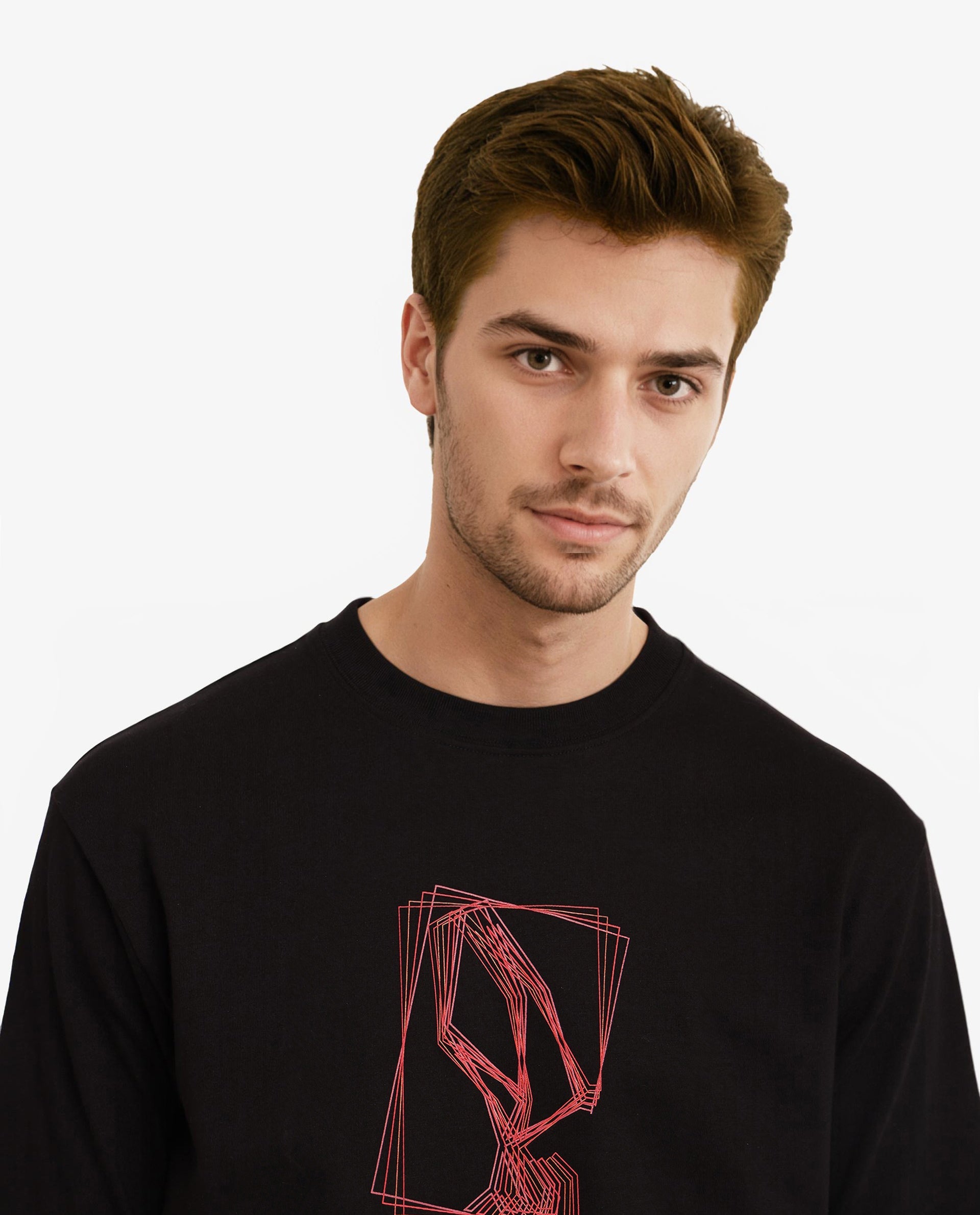Rare Rabbit Men's Que Black Cotton Graphic Print Regular Fit Half Sleeve Crew Neck T-Shirt