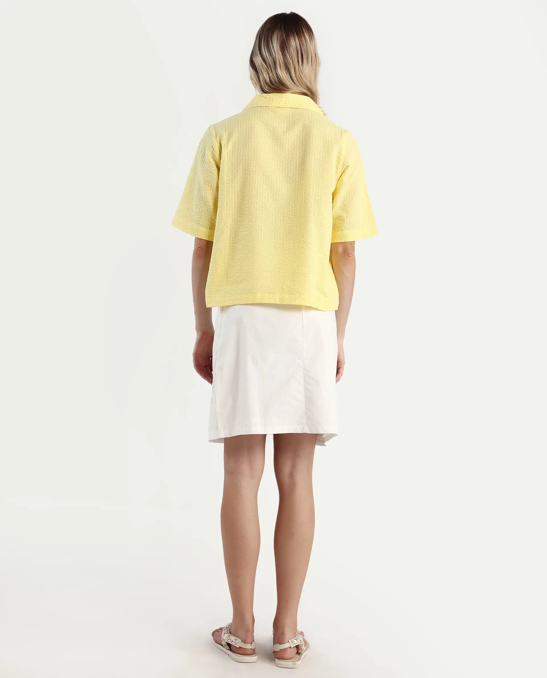 Rareism Women's Quitti B Light Multi Cotton Plain Mini Regular Fit Skirt