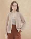 Rareism Women's Roba Gold Cotton Plain Relaxed Fit Shrug