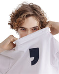 Rare Rabbit Men's Rare'Z White Cotton Graphic Print Oversized Fit Half Sleeve Crew Neck T-Shirt