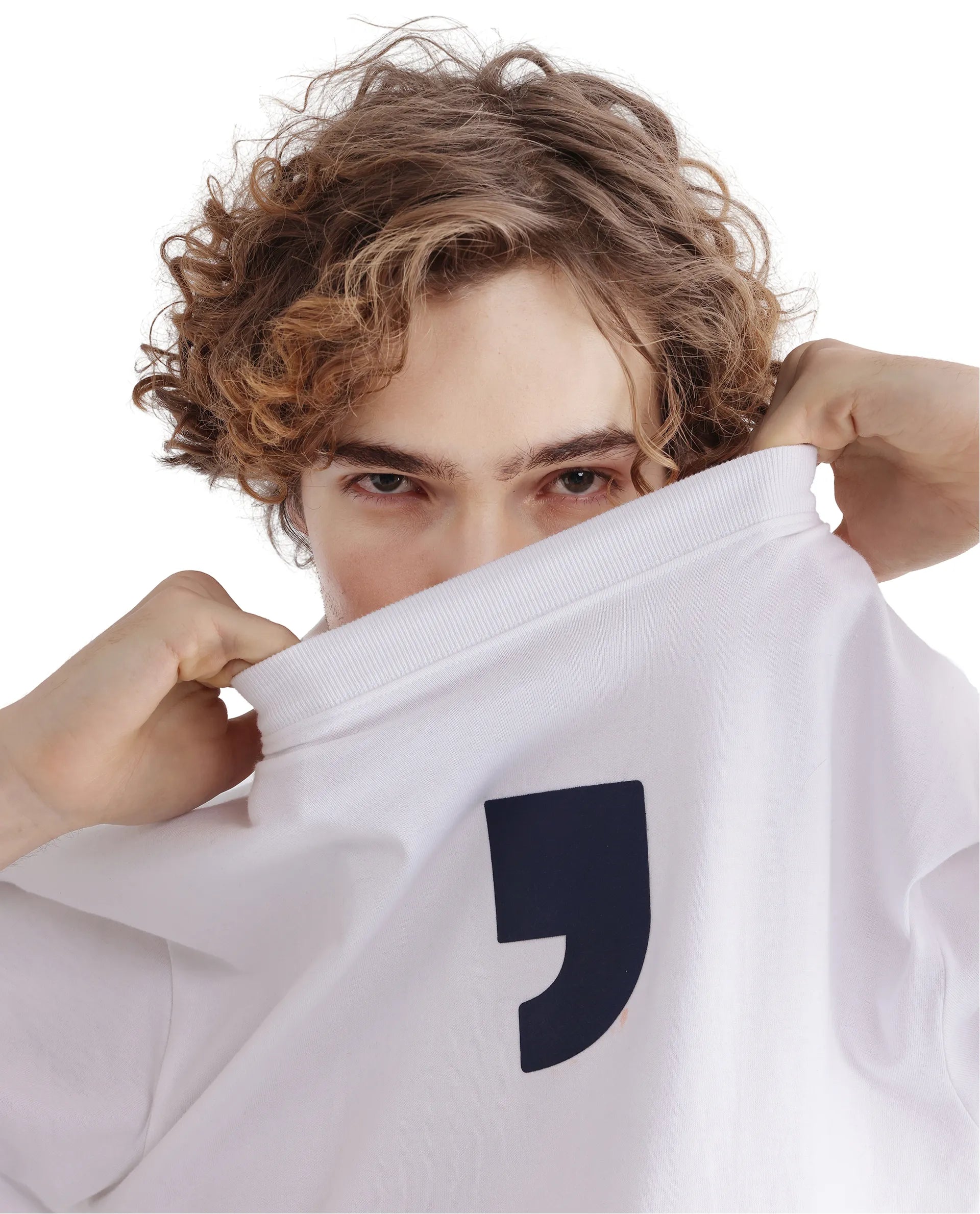 Rare Rabbit Men's Rare'Z White Cotton Graphic Print Oversized Fit Half Sleeve Crew Neck T-Shirt