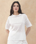 Rareism Women's Raviolt White Cotton Spread Collar Plain Regular Fit Top