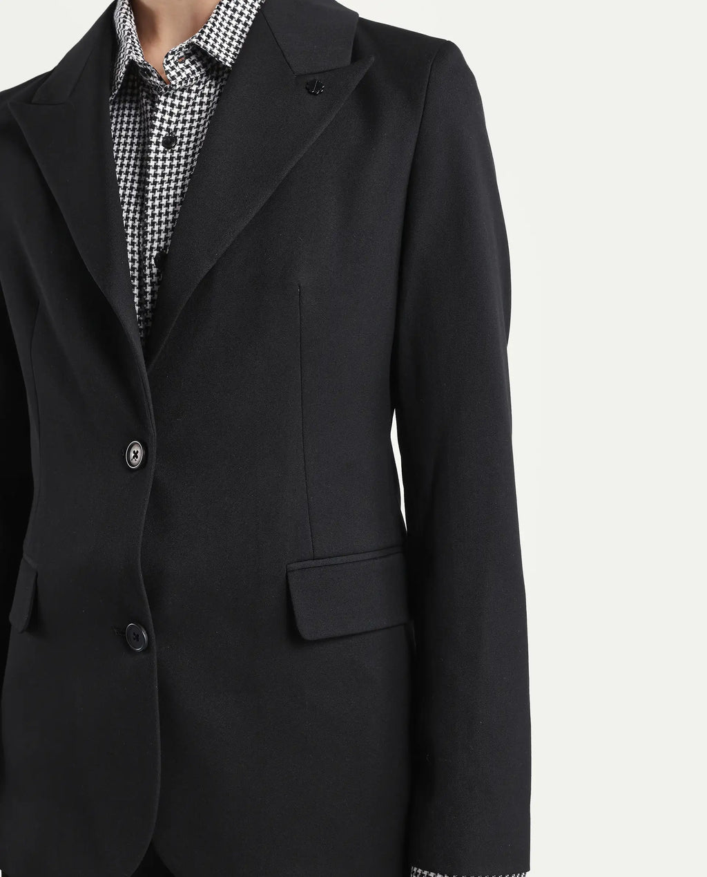 Rareism Women's Reca Black Polyester Blend Full Sleeve Lapel Collar Plain Blazer