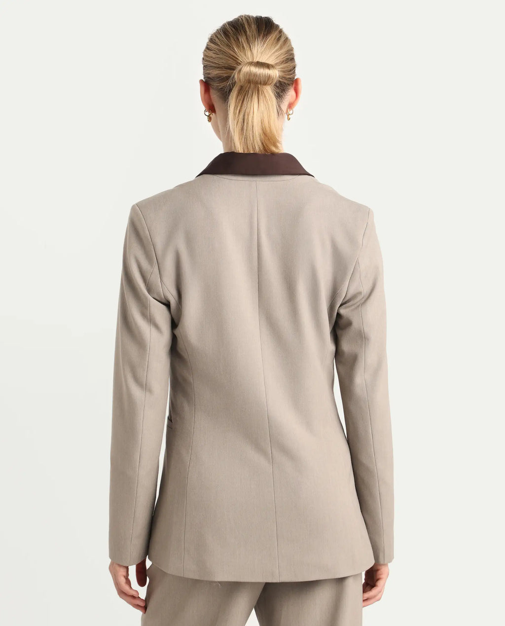 Rareism Women's Resha Fawn Polyester Fabric Full Sleeve Plain Blazer