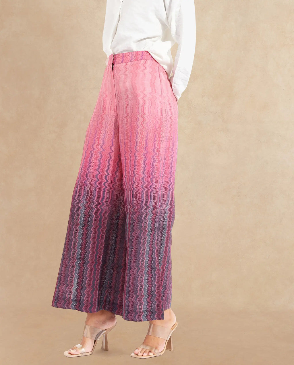 Rareism Women's Rimino Multi Nylon Blend Abstract Print Ankle Length Flared Trouser