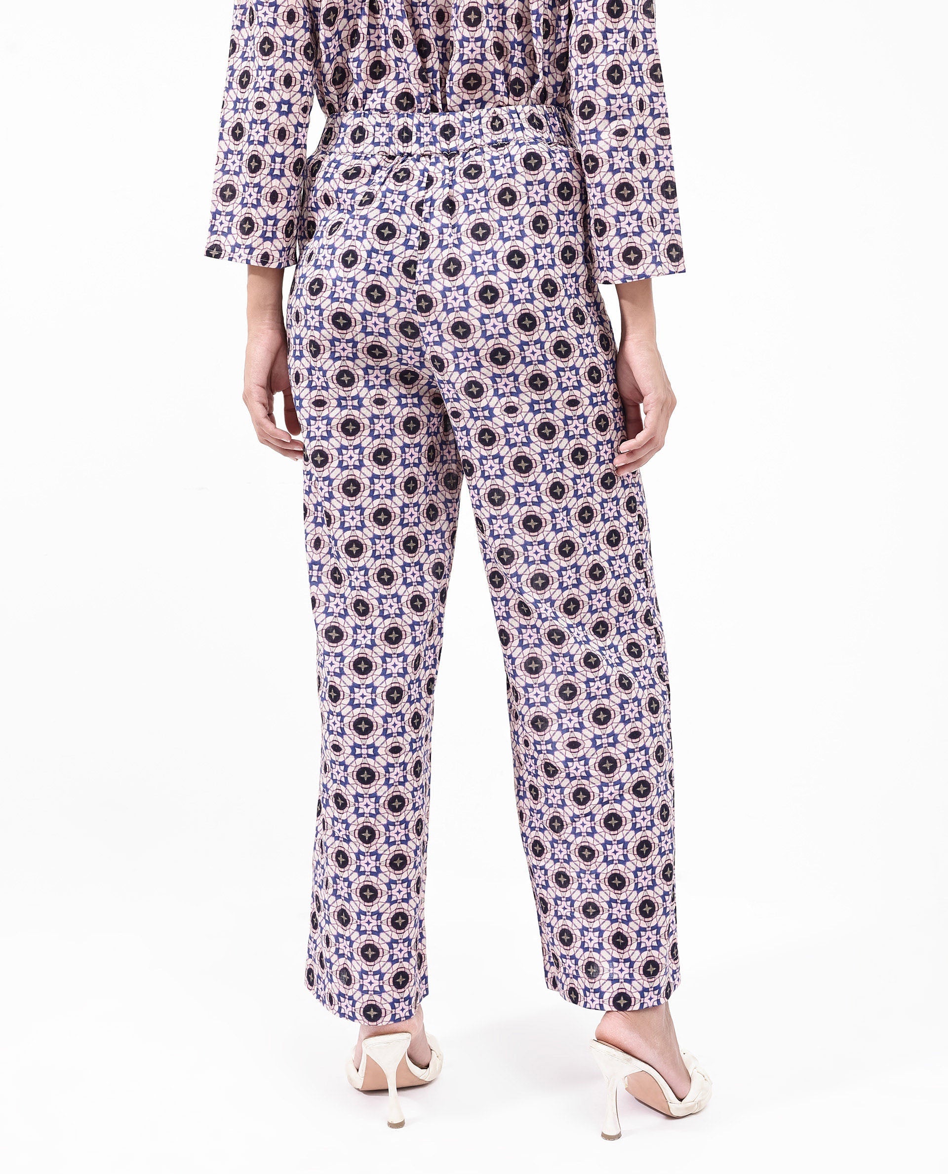 Rareism Women's Bina-B Multi Cotton Blend Paisley Print Ankle Length Straight Fit Trouser