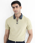 Rare Rabbit Men's Rique Dusky Green Cotton Plain Regular Fit Half Sleeve Polo