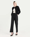 Rareism Women's Ronwip Black Polyester Blend Plain Ankle Length Straight Fit Trouser