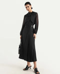 Rareism Women's Ronwiz Black Polyester Blend Plain Midi A-Line Skirt