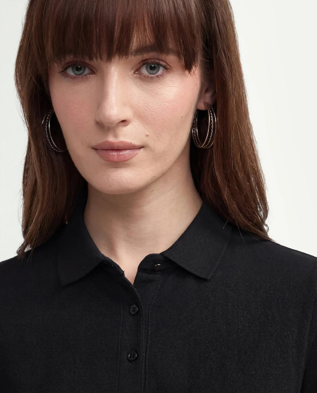 Rareism Women's Basic Rr-Corp-Elane Black Cotton CollaredRegular Plain Polo