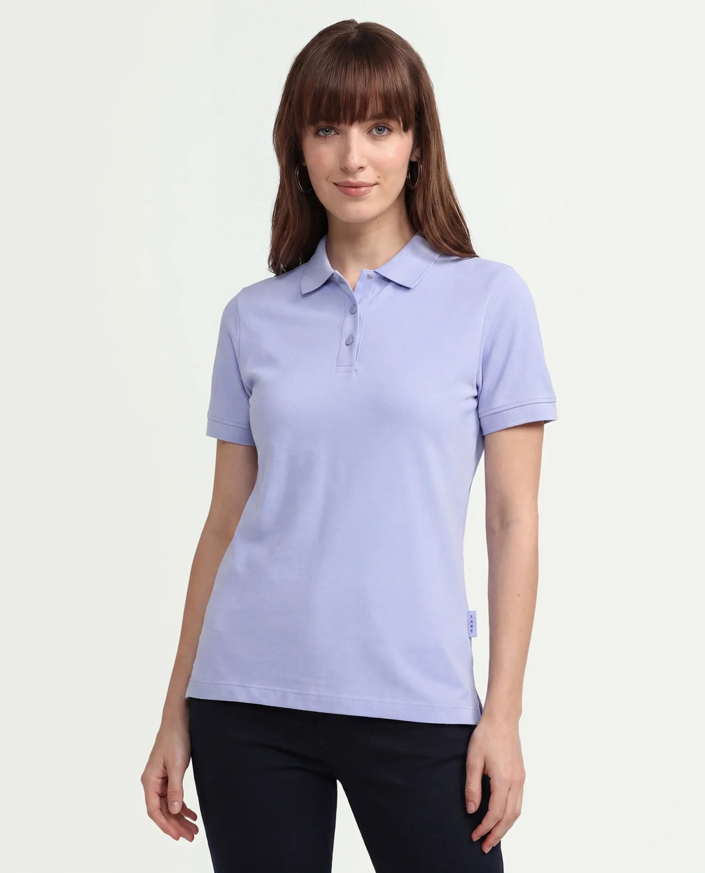 Rareism Women's Basic Rr-Corp-Elane Light Blue Cotton CollaredRegular Plain Polo