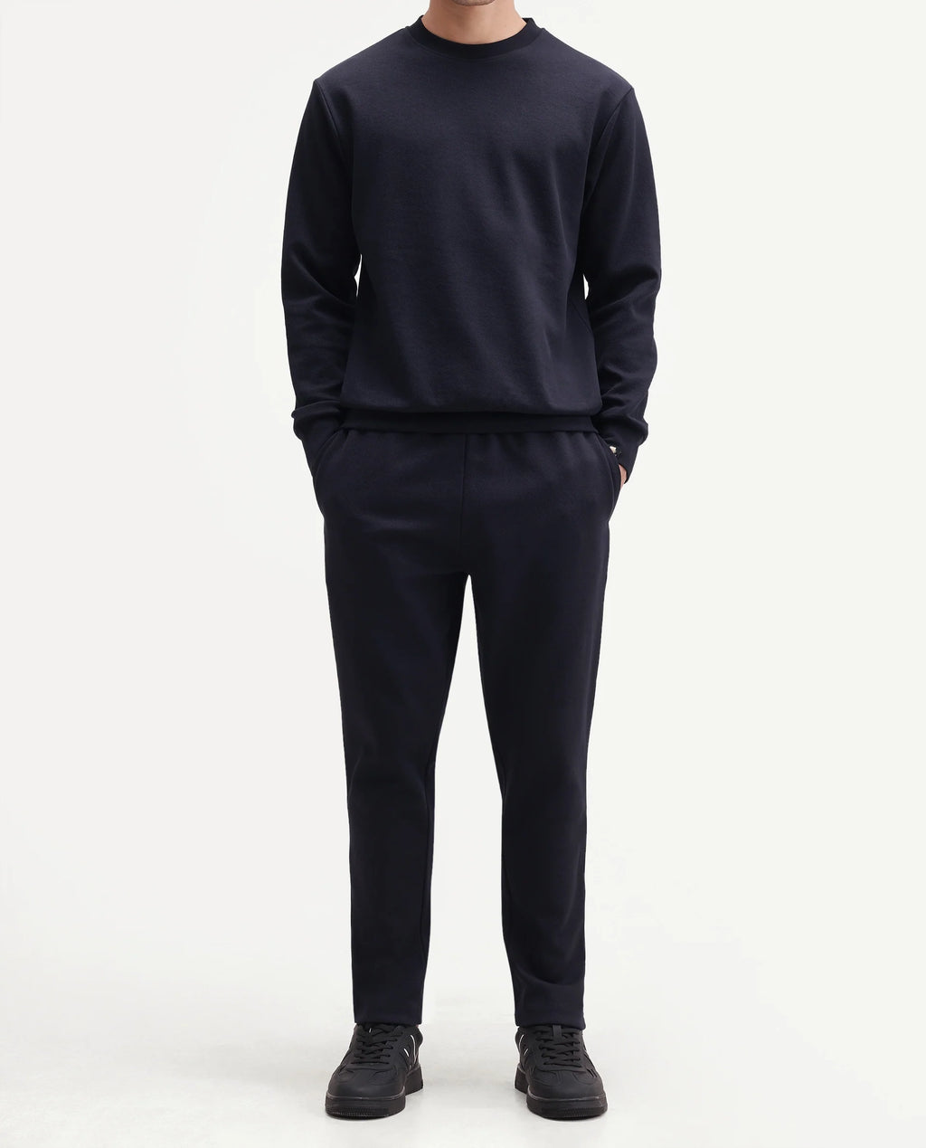 Rare Rabbit Men's Rr-Corp-Harry-T Navy Cotton Blend  Regular Plain Track Pant