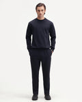 Rare Rabbit Men's Rr-Corp-Harry-T Navy Cotton Blend  Regular Plain Track Pant
