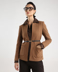 Rareism Women's Nexmar Tan Polyester Blend Jacket Plain Jacket