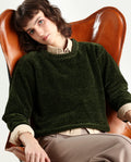 Rareism Women's Tosta Dark Olive Acrylic Crew Neck Relaxed Fit Plain Sweater