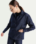 Rareism Women's Dento Blue Cotton Spread Collar Relaxed Plain Top