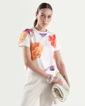 Rareism Women's Zero Multi Cotton Blend Half Sleeve Relaxed Fit Floral Print T-Shirt