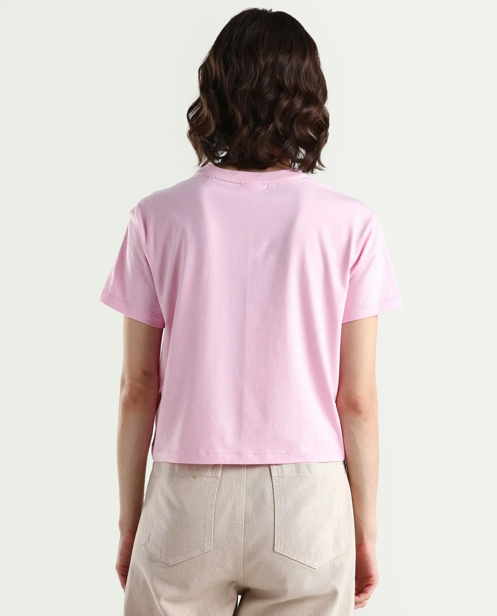 Rareism Women's Zinc Pink Cotton Blend Half Sleeve Relaxed Fit Printed T-Shirt