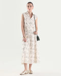 Rareism Women's Ateri-B Beige Cotton A-Line Embroidered Skirt