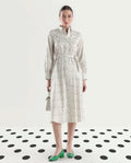 Rareism Women's Avac Off White Cotton Full Sleeve A-Line Polka Print Dress