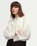 Rareism Women's Ceca Off White Viscose Blend Full Sleeve Relaxed Fit Plain Top