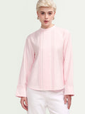 Rareism Women's Cilu Light Pink Viscose Blend Full Sleeve Relaxed Fit Plain Top