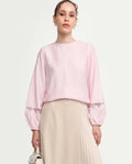 Rareism Women's Vaeli Light Pink Viscose Blend Full Sleeve Crew Neck Relaxed Top