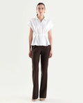 Rareism Women's Frare Brown Viscose Fabric Bootcut Plain Trouser