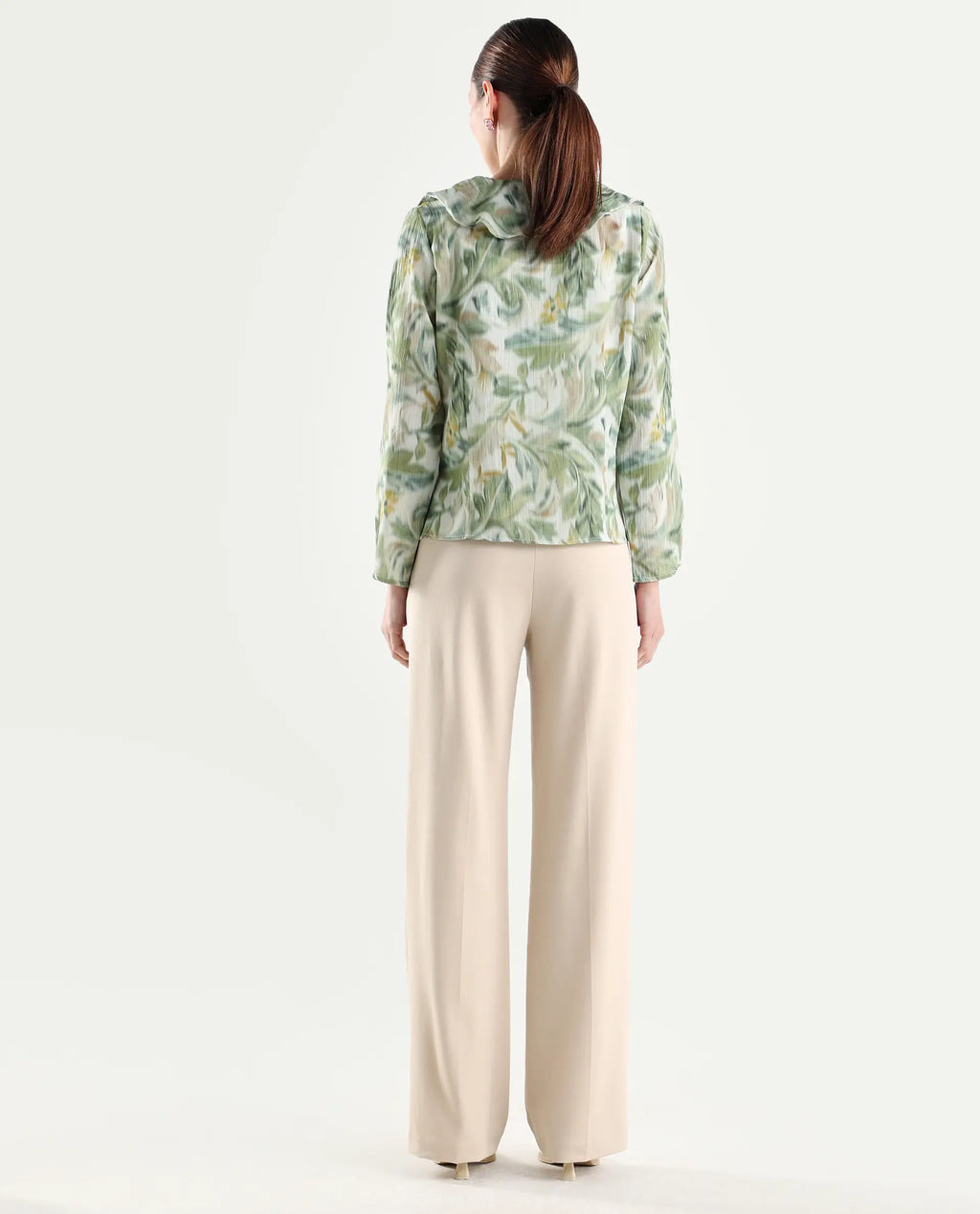 Rareism Women's Srait-1 Beige Viscose Fabric Straight Plain Trouser