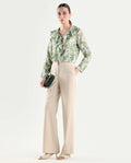 Rareism Women's Srait-1 Beige Viscose Fabric Straight Plain Trouser