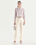 Rareism Women's Paper Off White Viscose Blend Tapered Plain Trouser