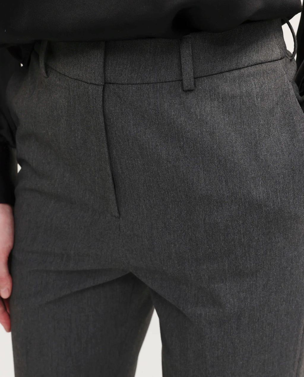Rareism Women's Paper Grey Viscose Blend Fabric Tapered Plain Trouser