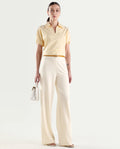 Rareism Women's Widy Off White Viscose Wide Plain Trouser
